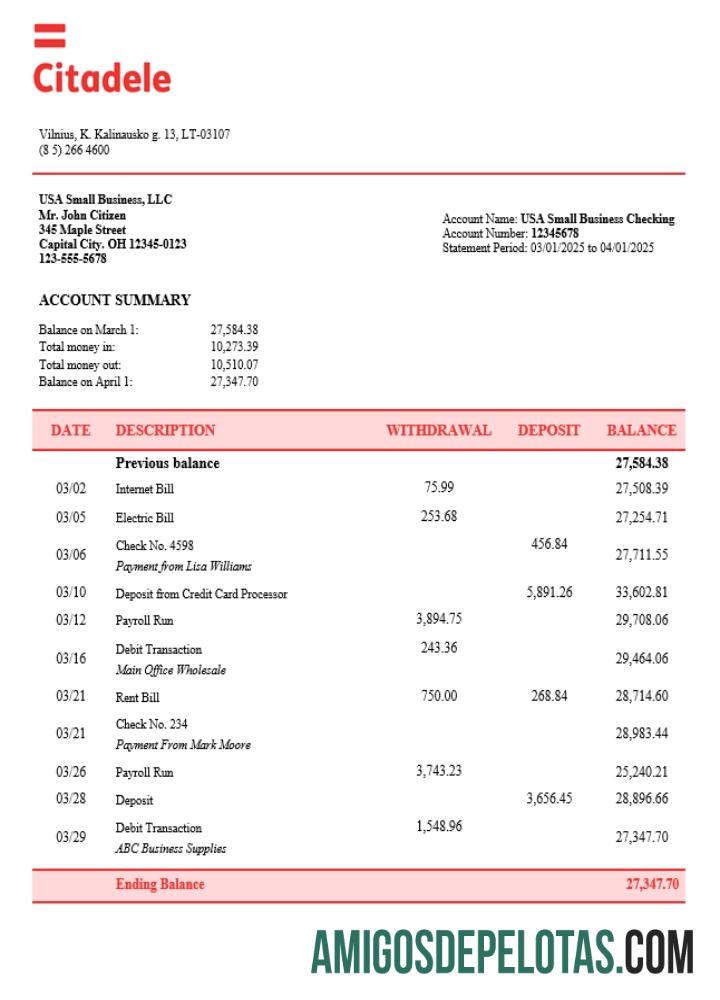 Declaração da empresa comercial Citadele da Lituânia em formato Word e PDF (1)